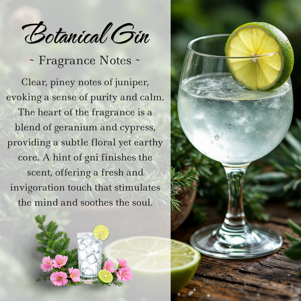 Botanical Gin & Juniper, Premium Coconut-Soy Wax Tea Light Crystal Candle, 1oz