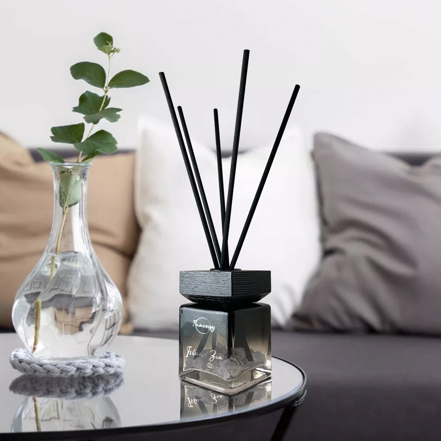 Island Zen Crystal-Enhanced Reed Oil Diffuser, 100ml