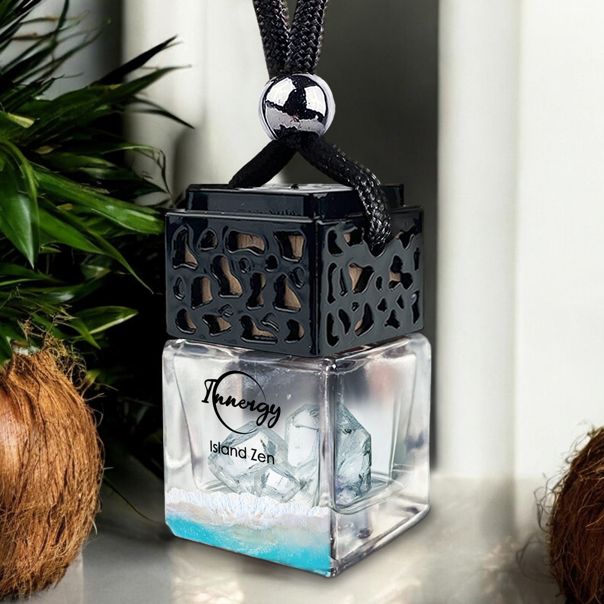 Island Zen Crystal-Enhanced Oil Diffuser, Car Air Freshener, 8ml