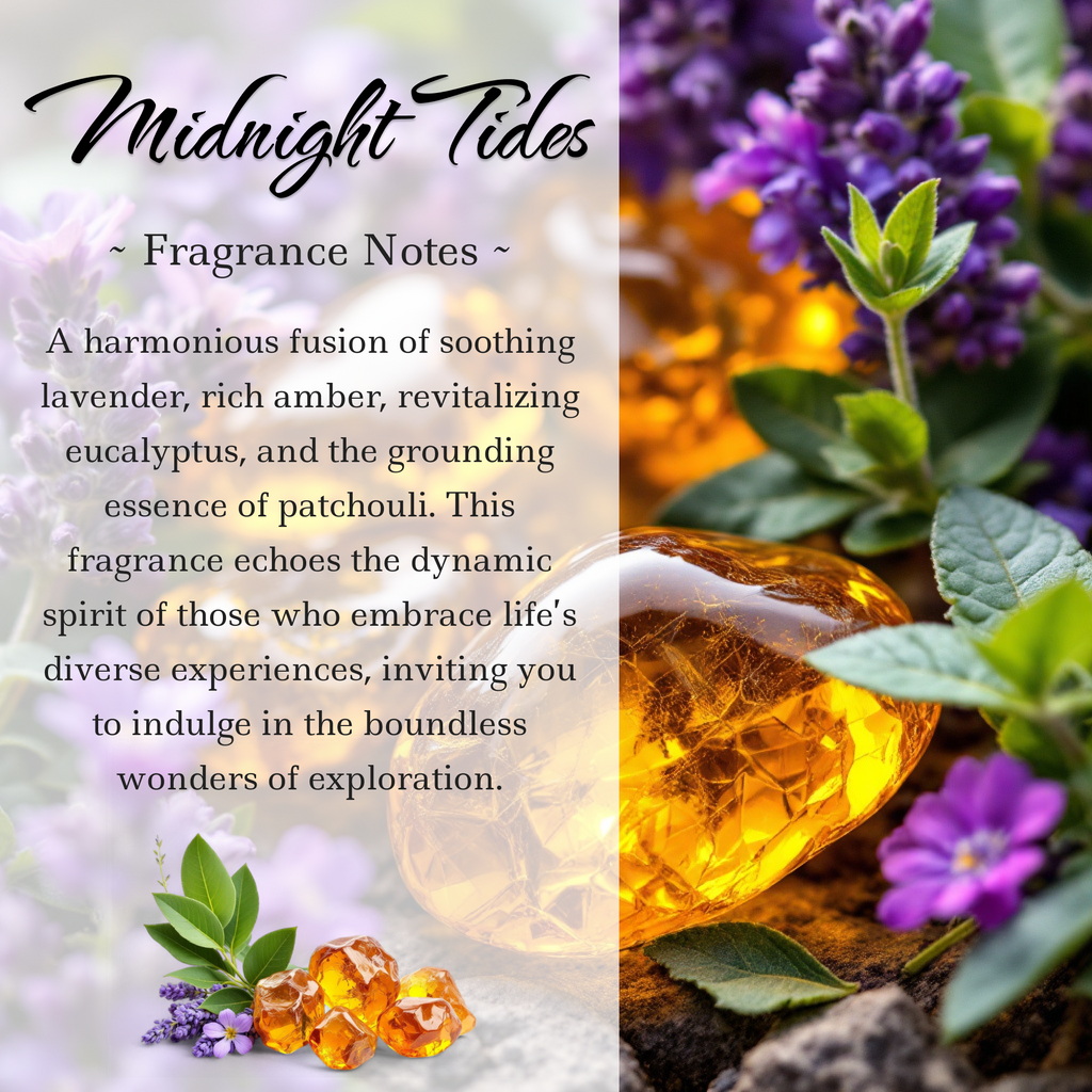 Midnight Tides, Premium Coconut-Soy Wax Tea Light Crystal Candle, 1oz