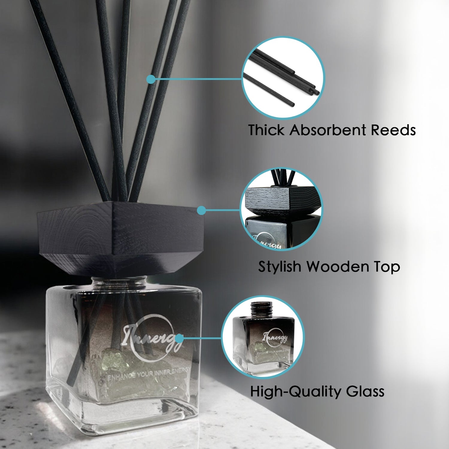 Cancer Zodiac Crystal-Enhanced Reed Oil Diffuser, Moonlight Garden Scent, 100ml