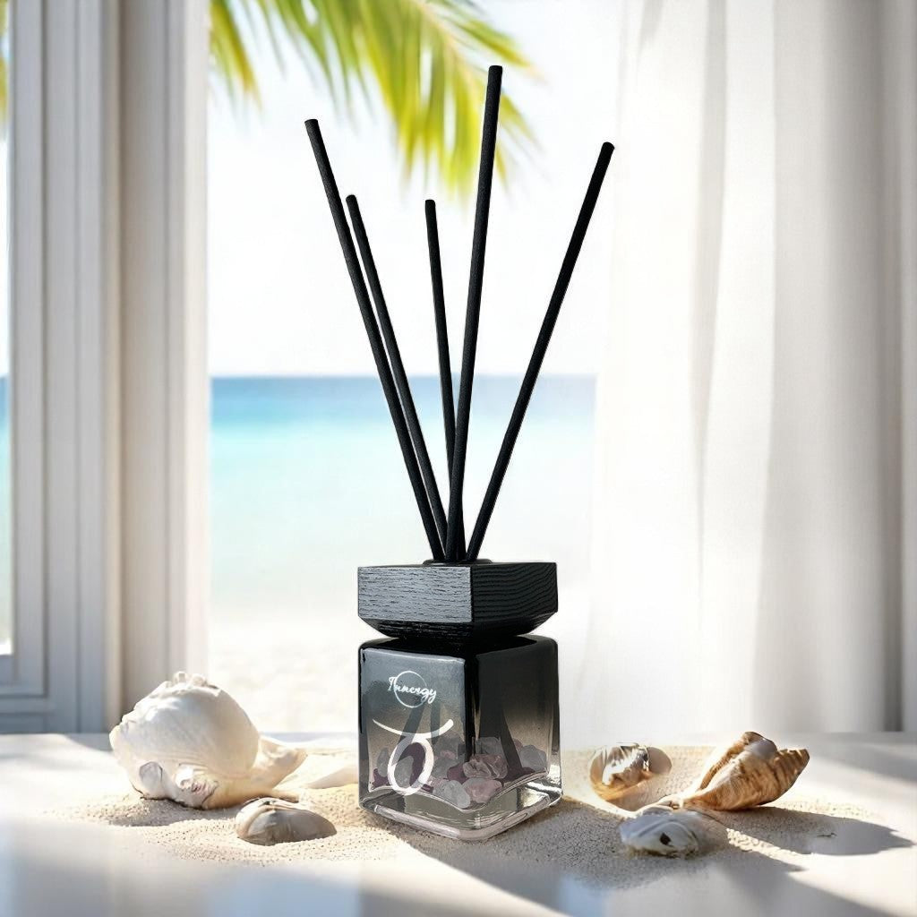 Taurus Zodiac Crystal-Enhanced Reed Oil Diffuser, Coastal Dreams Scent, 100ml