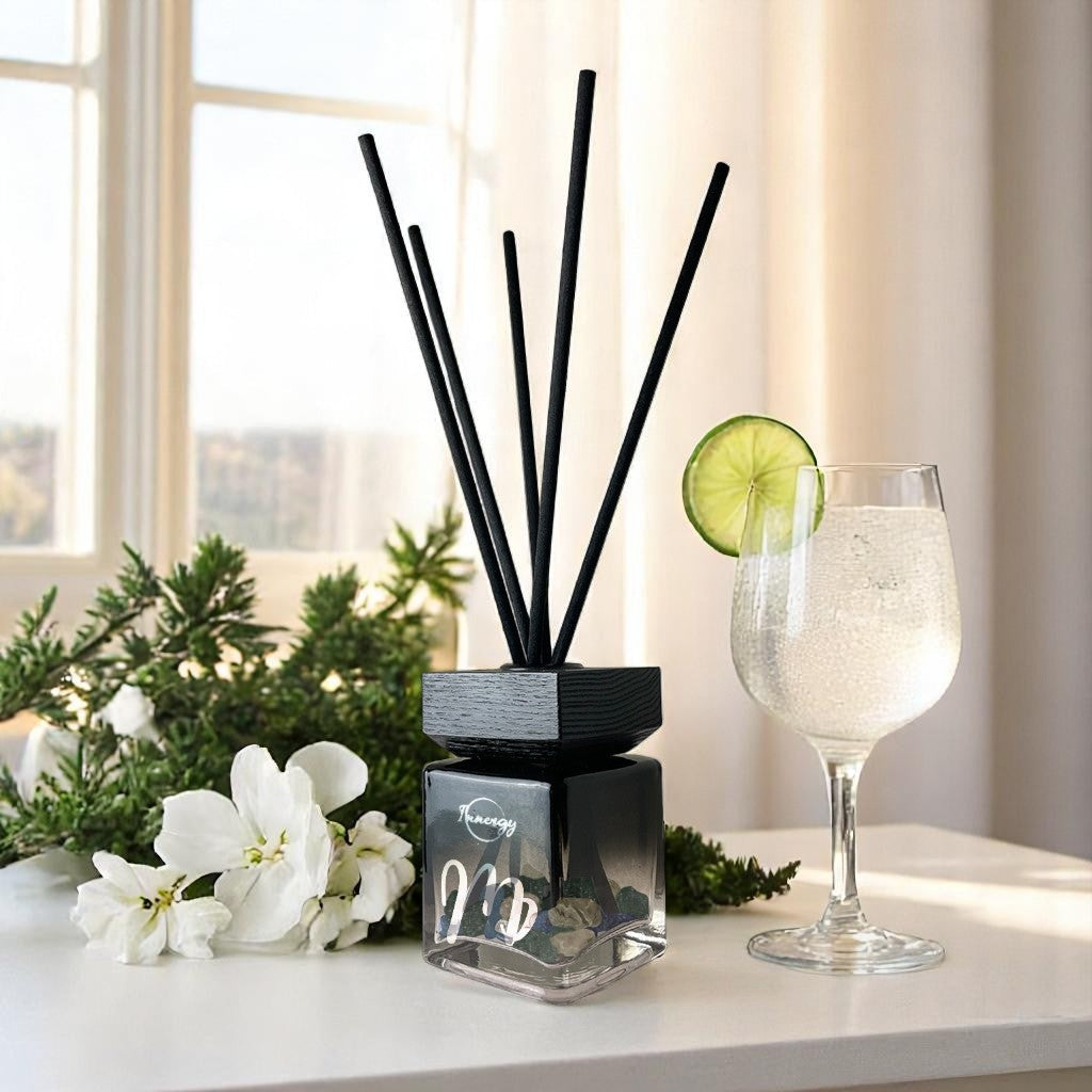 Virgo Zodiac Crystal-Enhanced Reed Oil Diffuser, Botanical Gin and Juniper Scent, 100ml