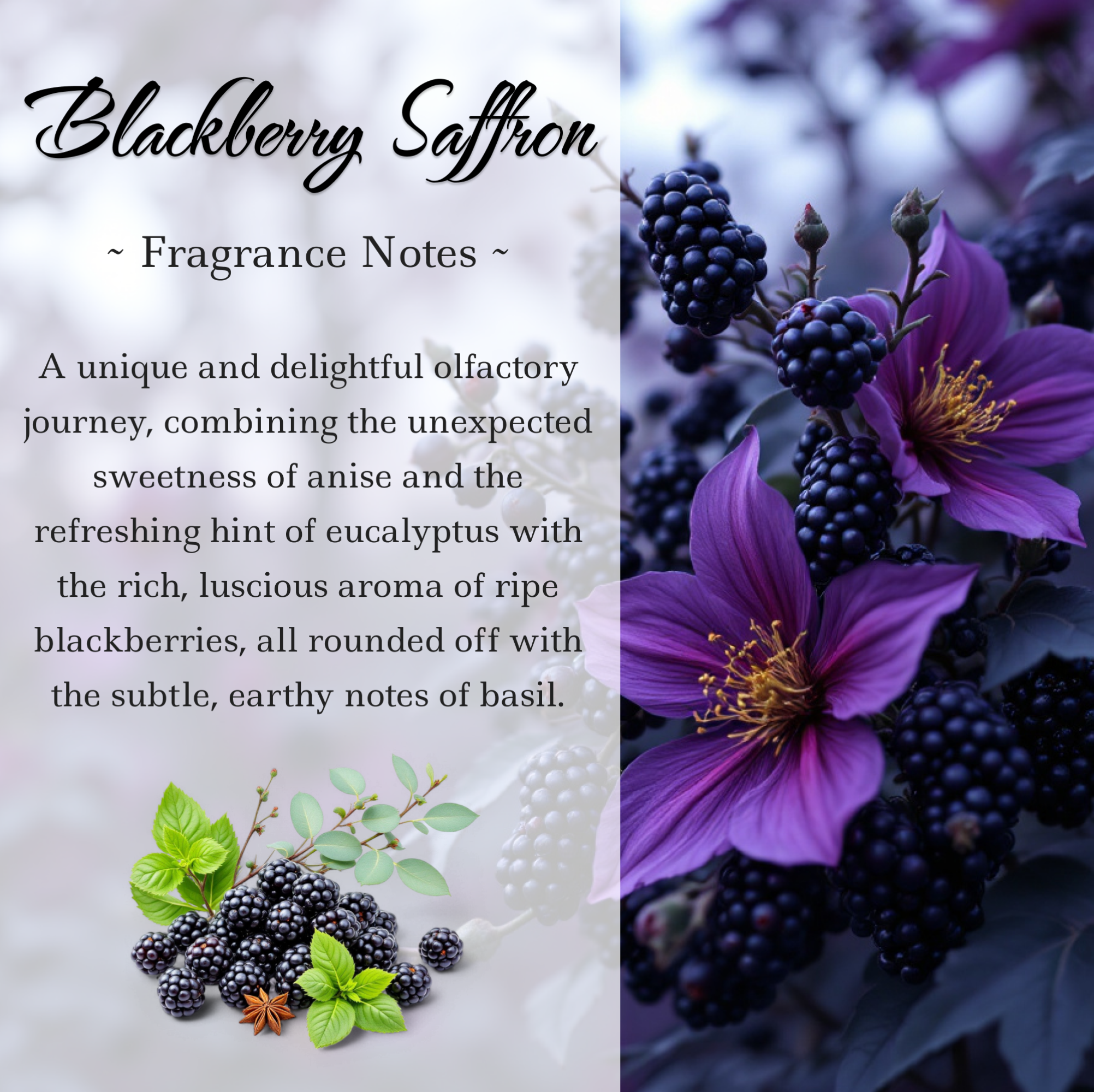 Blackberry Saffron, Premium Coconut-Soy Wax Tea Light Crystal Candle, 1oz