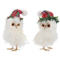 Christmas Carousel Collection - 6.5" Plaid Holly Owl (SET OF 2) - Red White