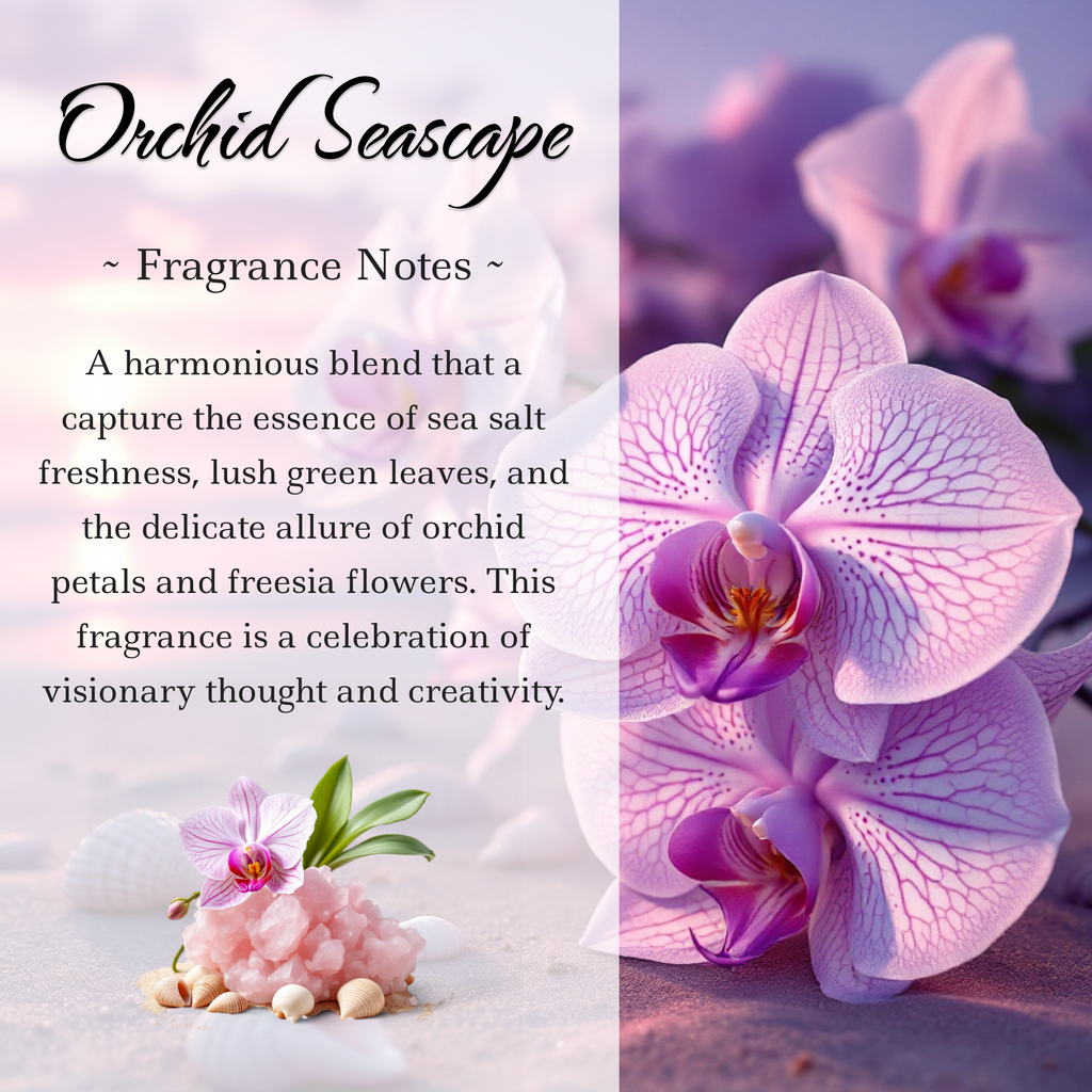 Orchid Seascape, Premium Coconut-Soy Wax Tea Light Crystal Candle, 1oz