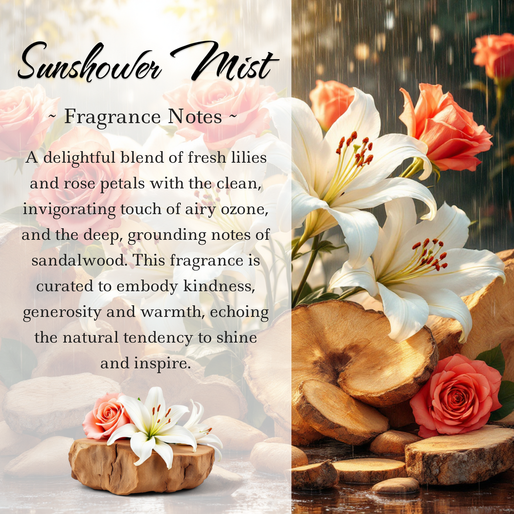 Sunshower Mist, Premium Coconut-Soy Wax Tea Light Crystal Candle, 1oz